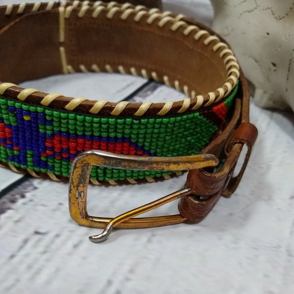 Wampum handbeaded 70s belt size 28' - Picture 2 of 8